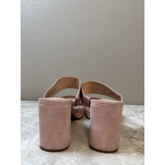BP Brass Plum Karly Pink Suede Leather Sandal‎ Block Heel Size 8 - Picture 3 of 8